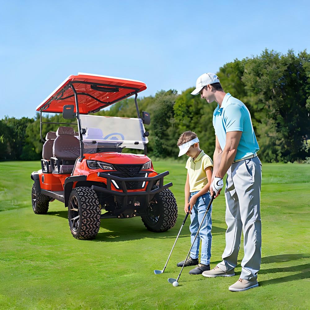 4 seater luxury electric golf cart | full oem customization, premium leather seats for 5 star resorts & private clubs