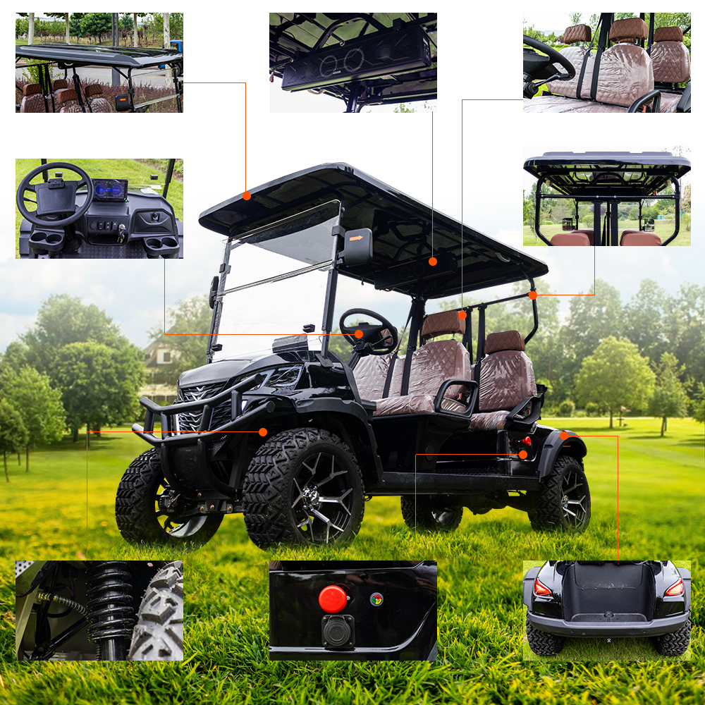 4 seater off road electric golf cart | high traction for mountain golf courses & scenic areas
